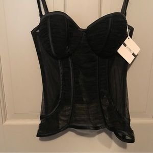 La perla Studio black mesh bustier.